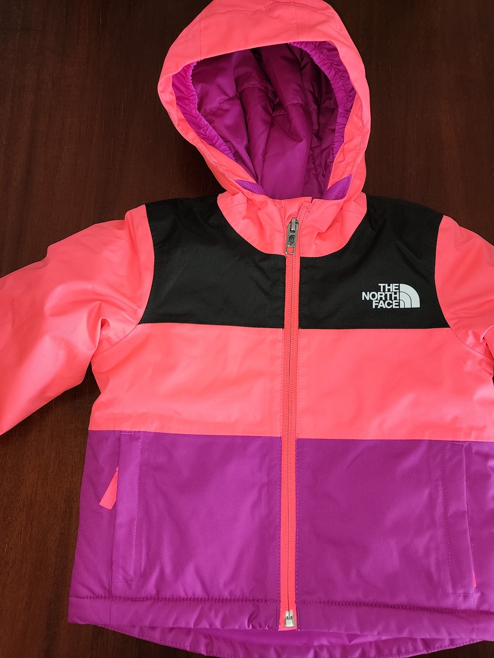 The North Face Girls' Colorblock Hooded Jacket - Pink, Black & Purple Never Worn
